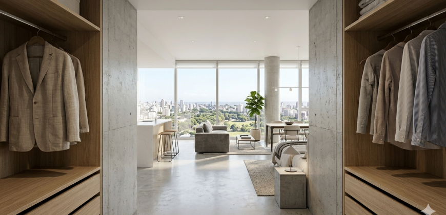 Departamento Minimalista de 2 Ambientes con Vista Panorámica