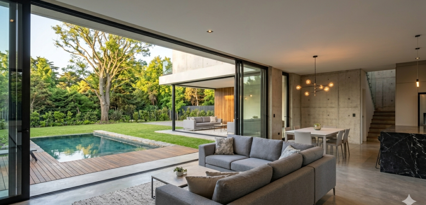 Casa Minimalista de Diseño con Piscina y Galería